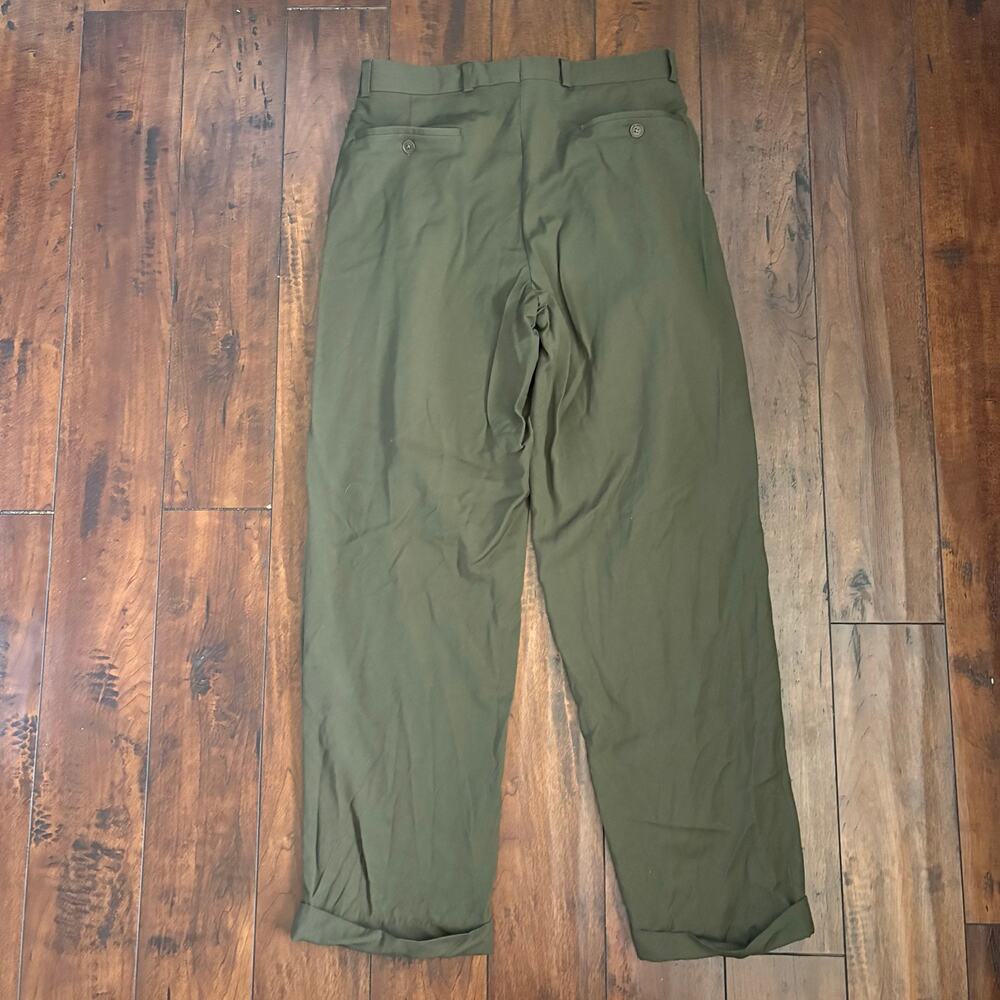 Vintage Polo University by Ralph Lauren Dress Pants Mens 30x30 Green 100% Wool - Picture 4 of 6